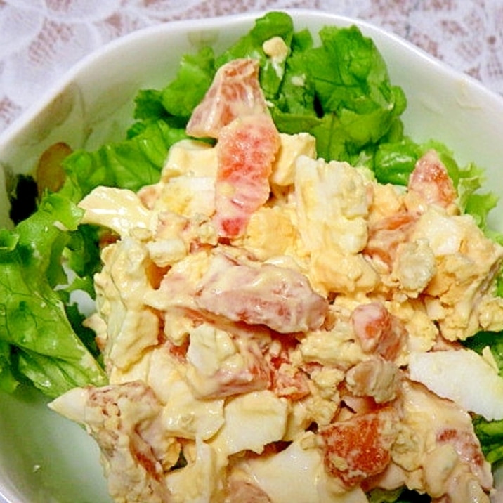 レタスと柿の卵サラダ